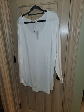 NWT Soft Surroundings White Sweater Buttons On Back Womens Plus Sz 2X